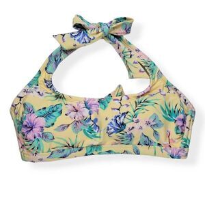 Xhilaration Yellow Tropical Halter Bikini Top D/DD
